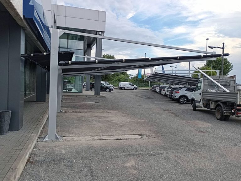 Pensilina antigrandine per concessionari auto